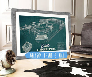 14" x 11" / Greyson Frame & Mat Cutler West Seattle Mariners T- Mobile Park Vintage Baseball Frame Print 2019