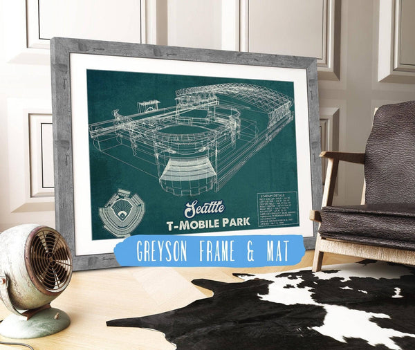 14" x 11" / Greyson Frame & Mat Cutler West Seattle Mariners T- Mobile Park Vintage Baseball Frame Print 2019