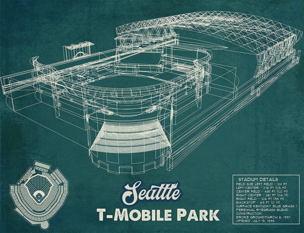 14" x 11" / Unframed Cutler West Seattle Mariners T- Mobile Park Vintage Baseball Frame Print 2019