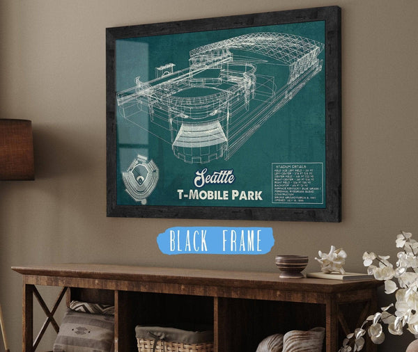 20" x 16" / Black Frame Cutler West Seattle Mariners T- Mobile Park Vintage Baseball Frame Print 2019
