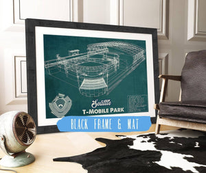 20" x 16" / Black Frame & Mat Cutler West Seattle Mariners T- Mobile Park Vintage Baseball Frame Print 2019