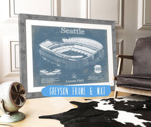 14" x 11" / Greyson Frame & Mat Cutler West Seattle Seahawks - Lumen Field - Vintage Football Print