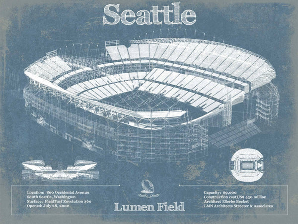 14" x 11" / Unframed Cutler West Seattle Seahawks - Lumen Field - Vintage Football Print