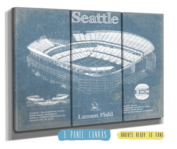 36" x 24" / 3 Panel Canvas Wrap Cutler West Seattle Seahawks - Lumen Field - Vintage Football Print