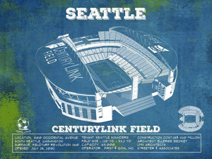 14" x 11" / Unframed Cutler West Seattle Sounders F.C. - Vintage Century Link Field MLS Soccer Print