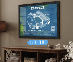20" x 16" / Black Frame Cutler West Seattle Sounders F.C. - Vintage Century Link Field MLS Soccer Print