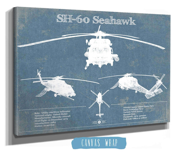 Cutler West SH-60/MH-60 Seahawk Helicopter Vintage Aviation Blueprint Military Print