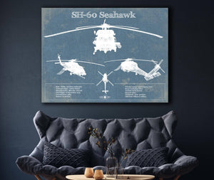 Cutler West SH-60/MH-60 Seahawk Helicopter Vintage Aviation Blueprint Military Print