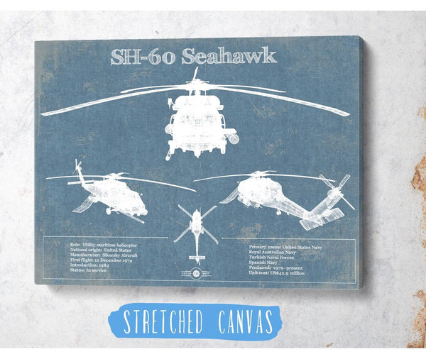 Cutler West SH-60/MH-60 Seahawk Helicopter Vintage Aviation Blueprint Military Print