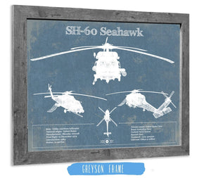 14" x 11" / Greyson Frame Cutler West SH-60/MH-60 Seahawk Helicopter Vintage Aviation Blueprint Military Print