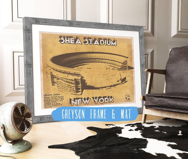 14" x 11" / Greyson Frame & Mat Cutler West Shea Stadium New York Giants NFL Vintage Football Print