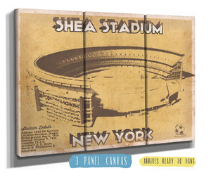 36" x 24" / 3 Panel Canvas Wrap Cutler West Shea Stadium New York Giants NFL Vintage Football Print