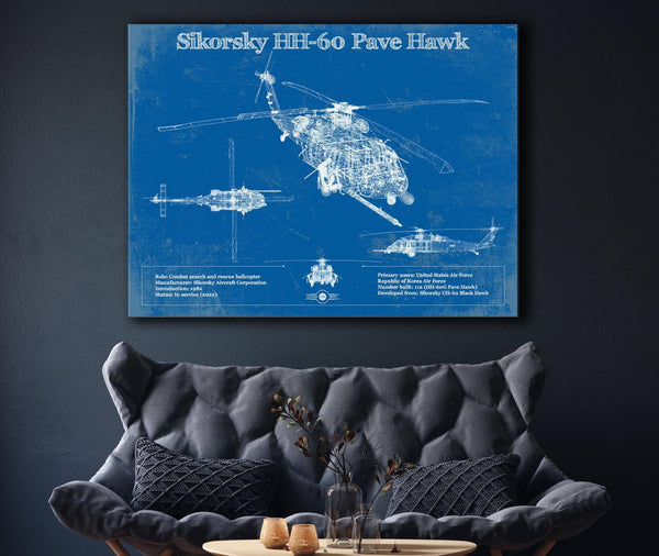 Cutler West Sikorsky HH-60 Pave Hawk Vintage Aviation Blueprint Military Print