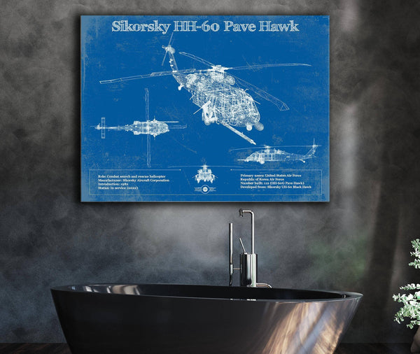 Cutler West Sikorsky HH-60 Pave Hawk Vintage Aviation Blueprint Military Print