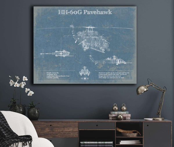 Cutler West Sikorsky HH-60G Pave Hawk Vintage Blueprint Helicopter Print