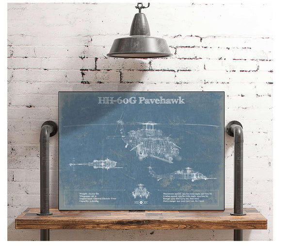 Cutler West Sikorsky HH-60G Pave Hawk Vintage Blueprint Helicopter Print