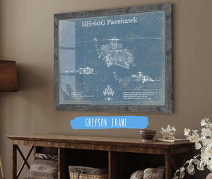 14" x 11" / Greyson Frame Cutler West Sikorsky HH-60G Pave Hawk Vintage Blueprint Helicopter Print