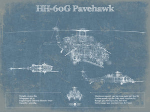 14" x 11" / Unframed Cutler West Sikorsky HH-60G Pave Hawk Vintage Blueprint Helicopter Print