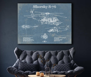 Cutler West Sikorsky S-76 Helicopter Vintage Aviation Blueprint Military Print