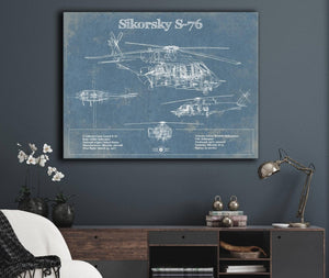 Cutler West Sikorsky S-76 Helicopter Vintage Aviation Blueprint Military Print