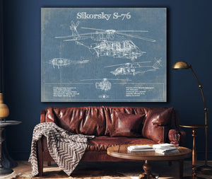 Cutler West Sikorsky S-76 Helicopter Vintage Aviation Blueprint Military Print