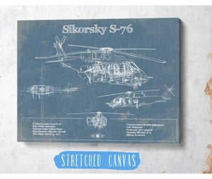 Cutler West Sikorsky S-76 Helicopter Vintage Aviation Blueprint Military Print