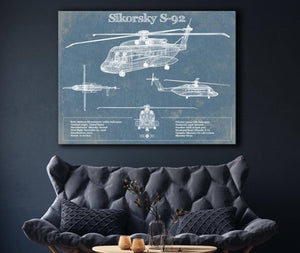 Cutler West Sikorsky S-92 Helicopter Vintage Aviation Blueprint Military Print