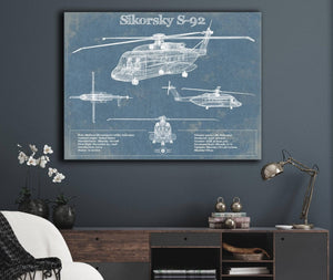 Cutler West Sikorsky S-92 Helicopter Vintage Aviation Blueprint Military Print