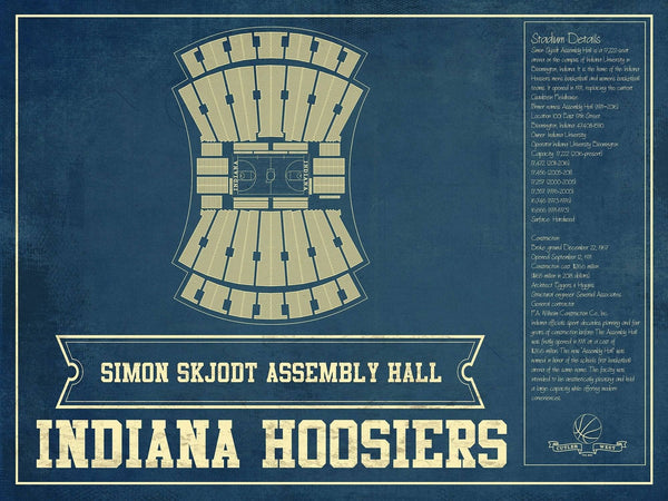 14" x 11" / Unframed Cutler West Simon Skjodt Assembly Hall Indiana Hoosiers NCAA Vintage Print
