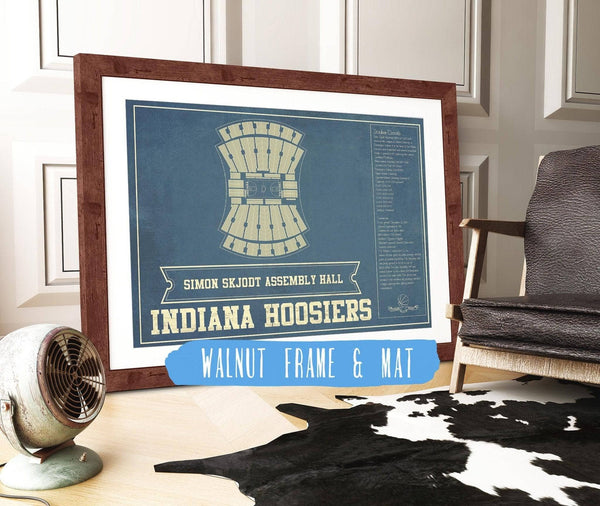 20" x 16" / Walnut Frame & Mat Cutler West Simon Skjodt Assembly Hall Indiana Hoosiers NCAA Vintage Print