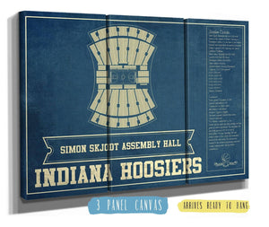 36" x 24" / 3 Panel Canvas Wrap Cutler West Simon Skjodt Assembly Hall Indiana Hoosiers NCAA Vintage Print