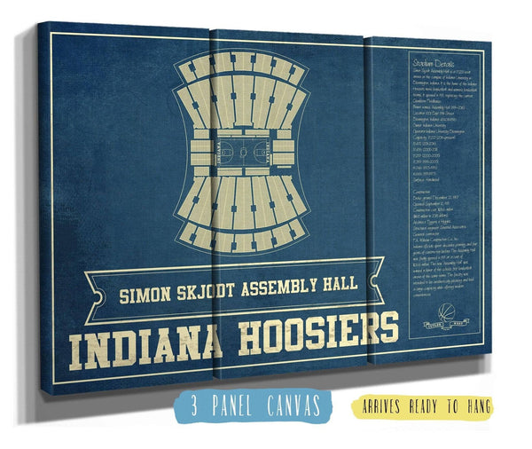 36" x 24" / 3 Panel Canvas Wrap Cutler West Simon Skjodt Assembly Hall Indiana Hoosiers NCAA Vintage Print