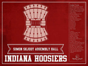 14" x 11" / Unframed Cutler West Simon Skjodt Assembly Hall Indiana Hoosiers Team Color NCAA Vintage Print