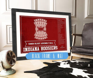 20" x 16" / Black Frame & Mat Cutler West Simon Skjodt Assembly Hall Indiana Hoosiers Team Color NCAA Vintage Print