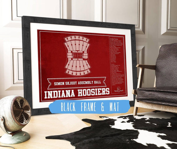 20" x 16" / Black Frame & Mat Cutler West Simon Skjodt Assembly Hall Indiana Hoosiers Team Color NCAA Vintage Print