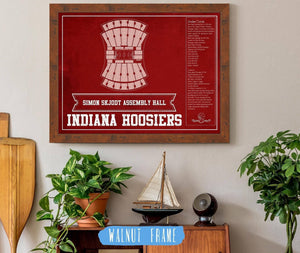 20" x 16" / Walnut Frame Cutler West Simon Skjodt Assembly Hall Indiana Hoosiers Team Color NCAA Vintage Print