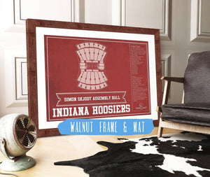 20" x 16" / Walnut Frame & Mat Cutler West Simon Skjodt Assembly Hall Indiana Hoosiers Team Color NCAA Vintage Print
