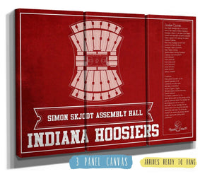 36" x 24" / 3 Panel Canvas Wrap Cutler West Simon Skjodt Assembly Hall Indiana Hoosiers Team Color NCAA Vintage Print