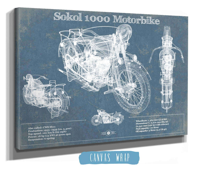 Cutler West Sokol 1000 Blueprint Motorcycle Patent Print