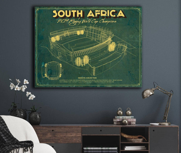 Cutler West South Africa World Cup 2019 Champions - Vintage Ellis Park Stadium Print