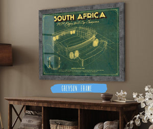 14" x 11" / Greyson Frame Cutler West South Africa World Cup 2019 Champions - Vintage Ellis Park Stadium Print