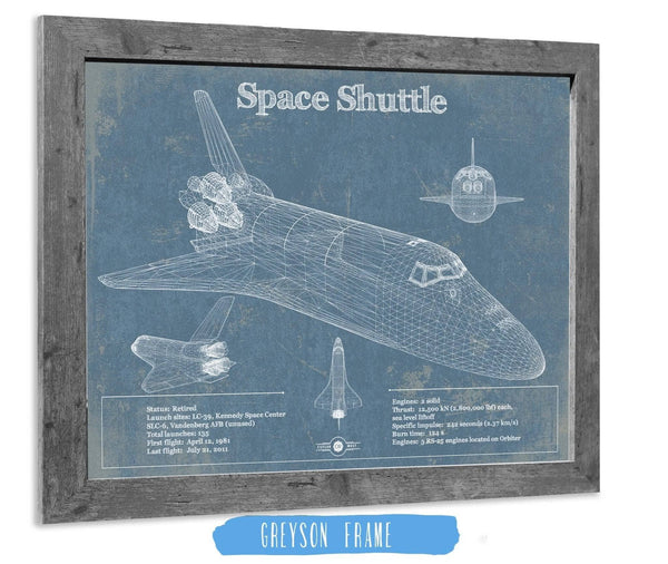 14" x 11" / Greyson Frame Cutler West Space Shuttle Aviation Blueprint Print