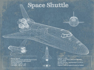 14" x 11" / Unframed Cutler West Space Shuttle Aviation Blueprint Print