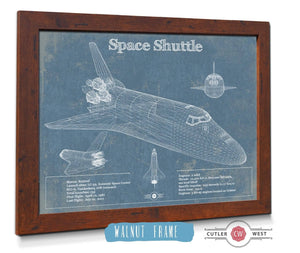 20" x 16" / Walnut Frame Cutler West Space Shuttle Aviation Blueprint Print