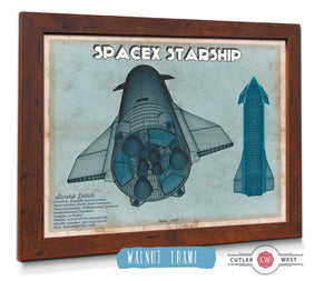Cutler West SpaceX Starship Blue Vintage Space Exploration Print