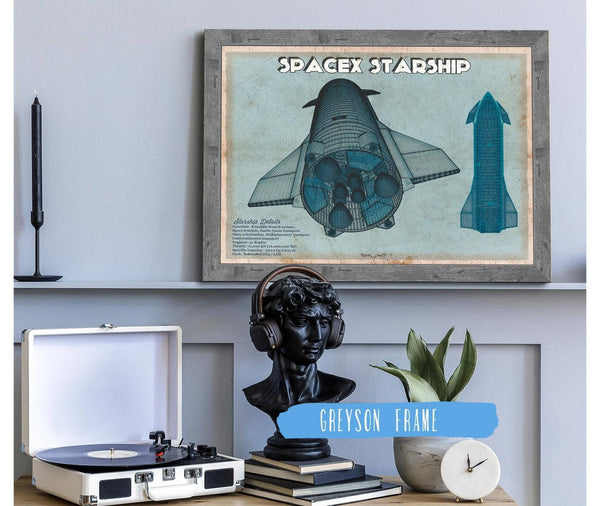 Cutler West SpaceX Starship Blue Vintage Space Exploration Print