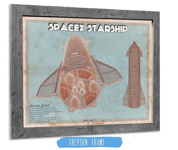 14" x 11" / Greyson Frame Cutler West SpaceX Starship Vintage Space Exploration Print