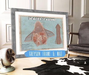 14" x 11" / Greyson Frame & Mat Cutler West SpaceX Starship Vintage Space Exploration Print