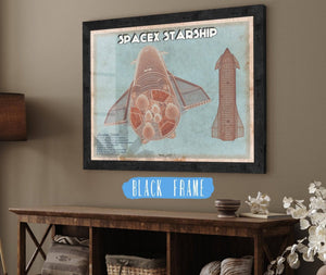 20" x 16" / Black Frame Cutler West SpaceX Starship Vintage Space Exploration Print