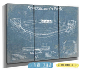 36" x 24" / 3 Panel Canvas Wrap Cutler West Sportsman's Park / Busch Stadium Vintage Baseball Print